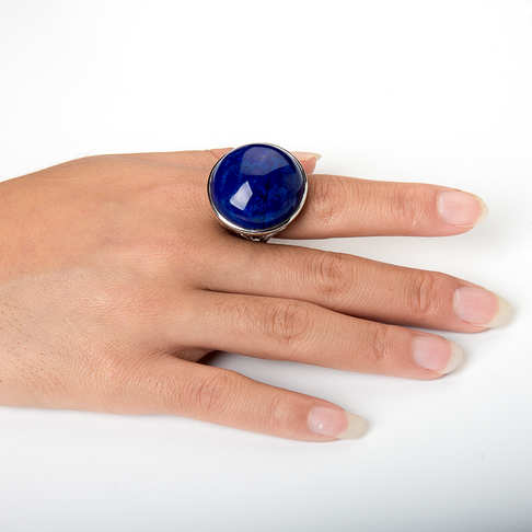 银镶蓝色青金石戒指--青金石-A03D817K20020